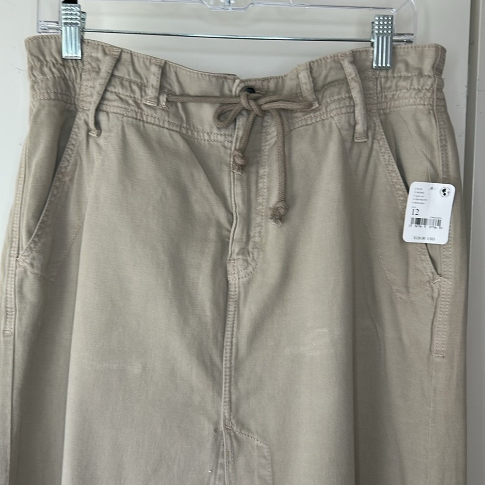 NWT FREE PEOPLE CHINO DRAWSTRING MAXI SKIRT SZ 12